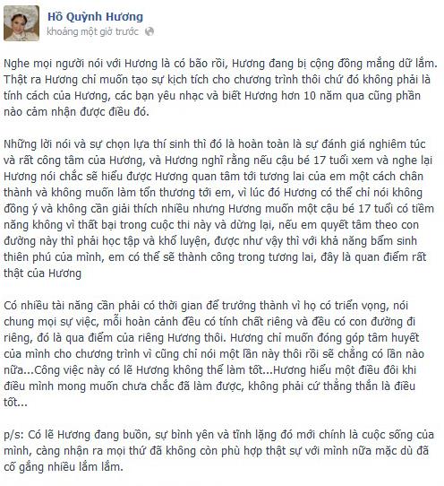 Tâm thư của Hương Hồ 