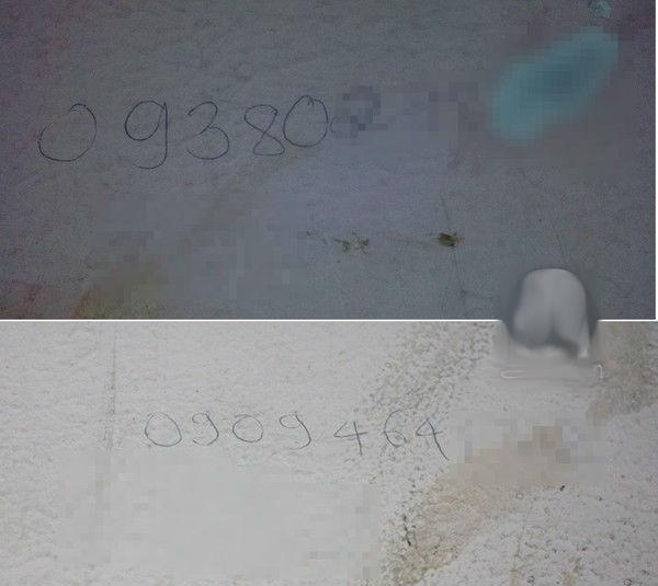 Thậm chí số điện thoại được ghi sẵn lại trên nhà vệ sinh của hồ bơi, kèm lời mời gọi và hình vẽ nhạy cảm.



