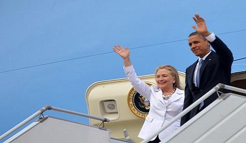 Tổng thống Obama và Ngoại trưởng Hillary Clinton trong chuyến thăm Myanmar 11-2012