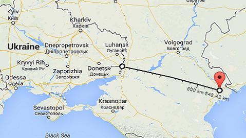 Từ Astrakhan đến biên giới Nga-Ukraine ở khu vực Donetsk khoảng 848km