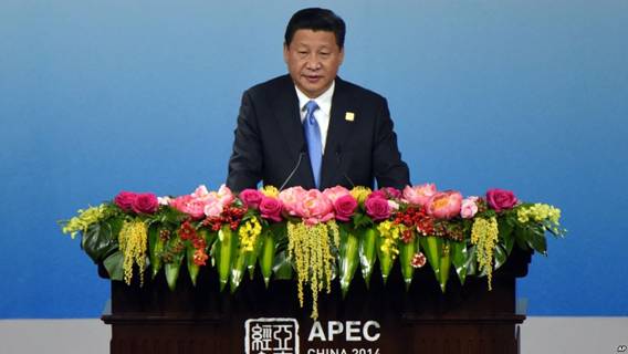 Chủ tịch Trung Quốc Tập Cận Bình tại một phiên họp của APEC. Ảnh: AP.