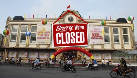 Một trong những trung tâm thương mại đầu tiên đóng cửa tại Hà Nội là trung tâm Thương mại Hàng Da Galleria (chợ Hàng Da cũ) chính thức đóng cửa vì vắng khách thuê với lời thông báo \ Một trong những trung tâm thương mại đầu tiên đóng cửa tại Hà Nội là trung tâm Thương mại Hàng Da Galleria (chợ Hàng Da cũ) chính thức đóng cửa vì vắng khách thuê với lời thông báo \