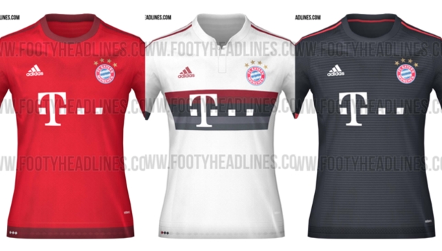 Bayern Munich sẽ trở lại với màu áo truyền thống với tông màu đỏ chủ đạo tượng trưng cho xứ Bavaria và bỏ đi các sọc màu xanh như mùa giải trước. Hai áo đấu sân khách được thiết kế với màu trắng kèm sọc to làm nổi bật logo nhà tài trợ và màu đen với sọc đỏ chạy trên vai Bayern Munich sẽ trở lại với màu áo truyền thống với tông màu đỏ chủ đạo tượng trưng cho xứ Bavaria và bỏ đi các sọc màu xanh như mùa giải trước. Hai áo đấu sân khách được thiết kế với màu trắng kèm sọc to làm nổi bật logo nhà tài trợ và màu đen với sọc đỏ chạy trên vai