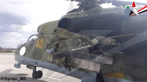 Trực thăng Mi-24 Syria bị bắn hỏng quay trở lại chiến đấu Trực thăng Mi-24 Syria bị bắn hỏng quay trở lại chiến đấu